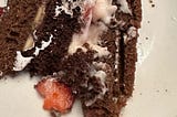 A traditional Danish birthday lagkage Chocolate cake layers, banana, strawberries, custard and no buttercream in sight.