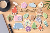 18 Camping Stickers FREE Graphic
