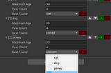 unity editor using string data list