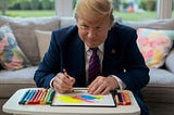 A small Donald Trump drawing with crayons