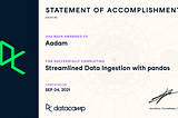 Completed Streamlined Data Ingestion with pandas.