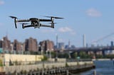 Drone flying over city of New York