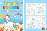 Summer Unicorn Coloring Book