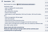 Screenshot of verification steps out of a Trello ticket. Verification steps: 1. login on staging with riccardo.odone 2. open reporting 3. go to production checklist 4. notice it's fast enough 5. select dates to cover September (14th has 25 orders, 15th has 50 orders, etc.) 6. notice the pagination (50 per page) 7. wait a few seconds 8. notice the print button becomes active 9. notice that printing would print all pages not only the current one 10. notice, both in the page and in printing, items are ordered by fulfillment date first, order number second (Please check with other accounts too, Please do a light testing of manage orders and tax summary–just visualizing them not generating)