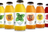 Six bottles of Just Ice Tea in different flavors