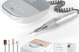 JCMASTER Ponceuse à ongles, 4 embouts, Affichage LED, Contrôle tactile, Puissante, Sans vibration, Manucure pédicure set électrique pro pour retirer le vernis/gel acrylique/cuticules, soins des ongles