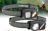 2 Pack Rechargeable LED Headlamp, 2500 Lumen, 7 Lighting Modes, Motion Sensor, Waterproof, Magnetically Attractable, 90Adjustable, Embedded Hook, Detachable, Black