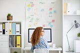 Manager sitting calmly at her desk