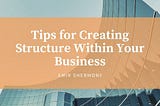 Amir Shemony Shares Tips for Creating Structure Within Your Business