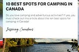 10 Best Spots for Camping in Canada