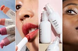 Collage of Glossier products and models