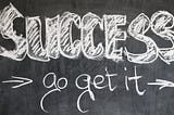 Success….go get it…..written with white chalk on a blackboard