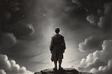 A man looking at his dreams in the sky