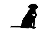 Labrador Silhouette in Black with a White Heart on His Chest