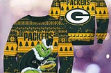 Green Bay Packers Grinch Stolen Football Christmas Ugly Sweater