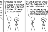 XKCD comic comparing bad code to a corpse