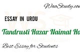 Tandrusti Hazar Naimat hai Essay in Urdu: Health Importance