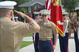 Marine Corps LtCol promotion ceremony flag