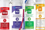 SpiroPure SP-RO400AQD 150 GPD RO DI Water Filter System for Aquariums, Reefs; 4-Stage Apartment RO Countertop Reverse Osmosis System with Deionization, Tankless