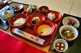 Photo of “kaiseki” small plate vegan food in Japan.