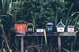 Row of mailboxes for recieving secure messages