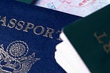 Close-up of passports
