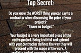 budget secrets from contractors