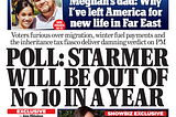 The Mail on Sunday front page for Sunday 05 January 2025. The main headline is: “Poll: Starmer will be out of No 10 in a year”.