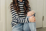 Caitlin Houston striped sweater light denim it's okay to be sad