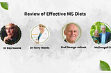 effective MS diets compared from left Swank, Wahls, Jelinek, McDougall