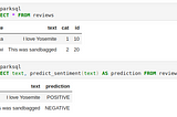 Calling a Transformer ML Model directly via SQL to predict sentiments