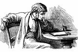 Victorian writer thinking stock illustration