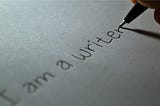 A pen writing “I am a writer”