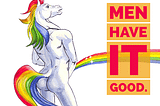 Dad bod unicorn pissing a rainbow