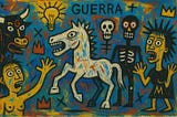 Picasso’s Guernica rendered in the style of Basquiat by ChatGPT