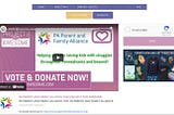 Pa Parenting and Family Alliance voting and donation page.