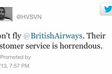 British Airways Twitter Fail