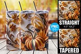 Pumpkins Fall Wrap 20oz Skinny Tumblerai Free