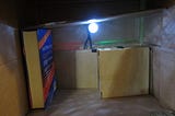 Start of DIY Cardboard Box Dollhouse w/ Lights for Skeletons & a Caption Contest for Calendar