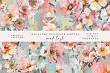 Abstract Flowers Seamless Pattern Set