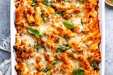 Baked Ziti with Vegetables and Apple Pie with Streusel Topping