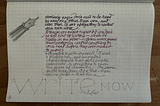 Photo of handwriting in a small notebook. The topic is morning pages, and the writing is curly and rather difficult to read. Full transcript at the end of this post.