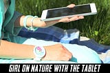 Girl On Nature With The Tablet 7