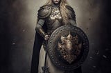 A female Viking warrior looking fierce
