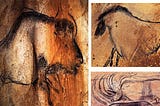 Paintings of a bison, a horse and a rhinoceros from the Chauvet-Pont-d’Arc Cave in southern France