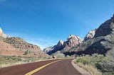 Road leading into Zion National Park, one of the trips that led to this road trip planner