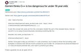 Google: C++ is not recommended for minors, it’s too dangerous!