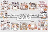 Retro Halloween PNG Bundle Sublimation