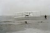 A photo of the first prototypes of an airplane