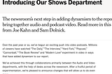 El NYT fusiona audio y podcast video en un único departamento llamado Shows